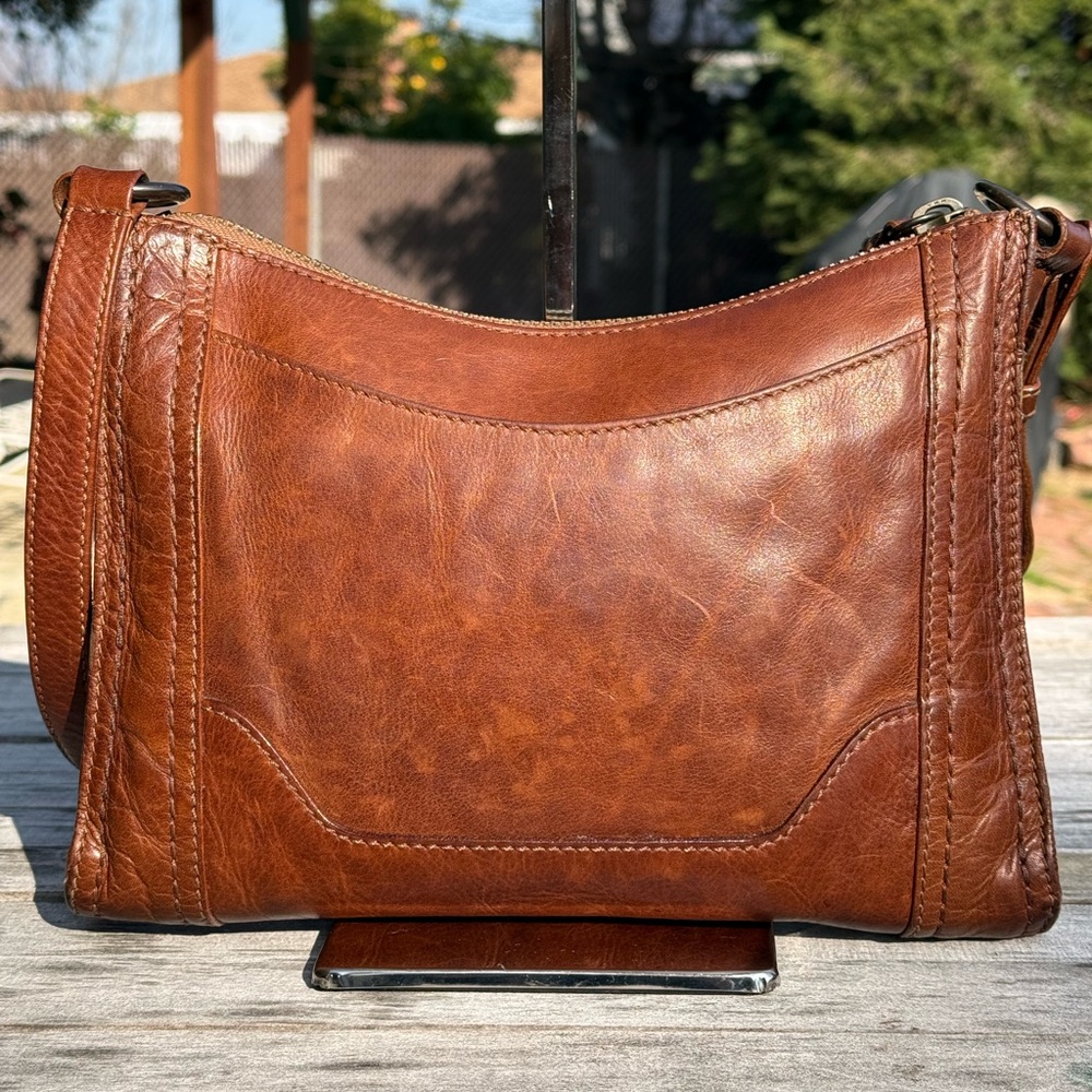 Frye Melissa Zip Crossbody Bag Cognac - Picture 2 of 12